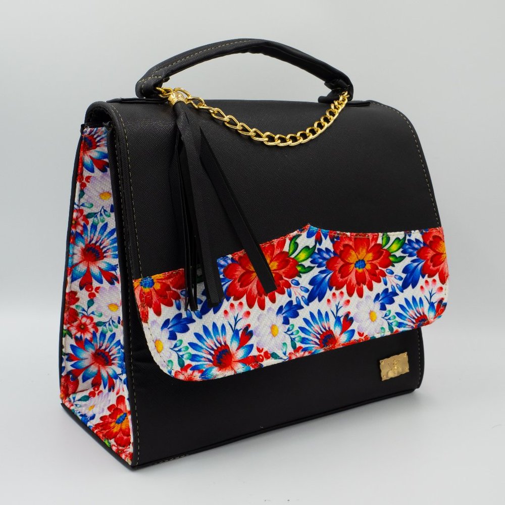 Faux Leather Crossbody Tote Bag